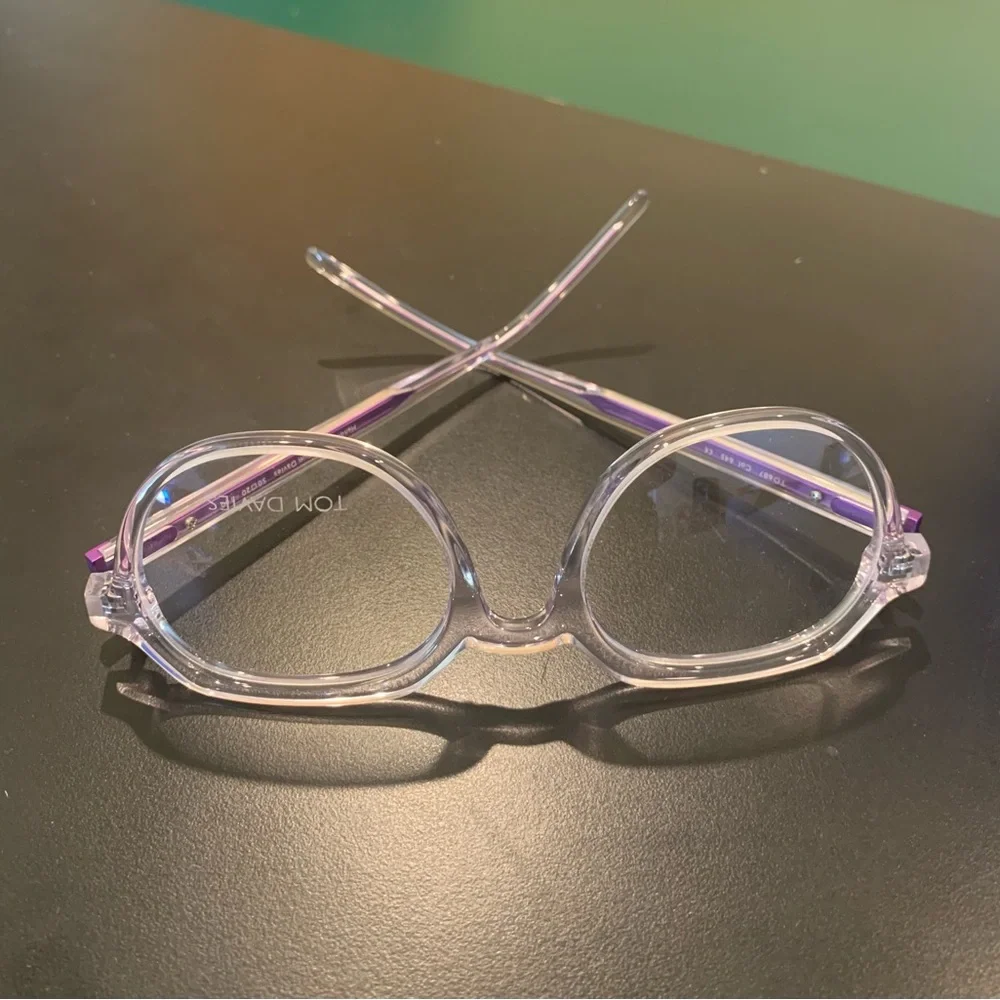 TOM DAVIES TD687 Col 645. Crystal & Purple. 50mm Octagon Eyeglasses